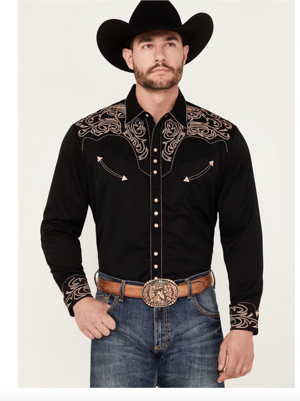 SCULLY MEN'S EMBROIDERED SCROLL LONG SLEEVE SNAP WESTERN SHIRT men size XXL